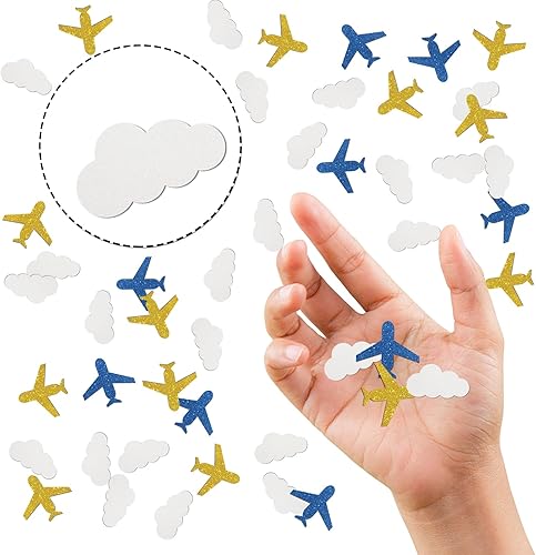 Miniatura 3 de INNORU Confeti de avión, 120 piezas de confeti de papel arcoíris para baby shower, fiestas de cumpleaños, decoraciones temáticas de aviación