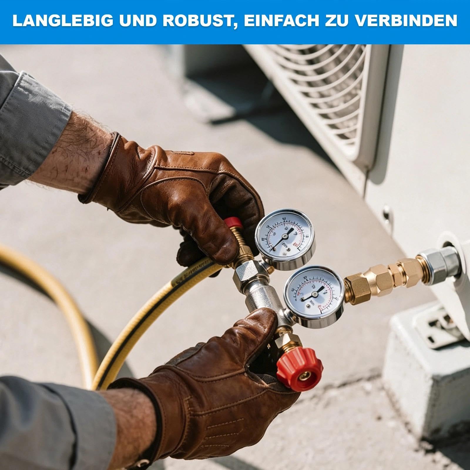 4 Stück Rohrverlängerungs-Verbindungsset, 2x 1/4" + 2x 3/8" mit Überwurfmutter, Schweißfreier Rohrverbinder für Split-Klimaanlagen & Kältemittelleitungen