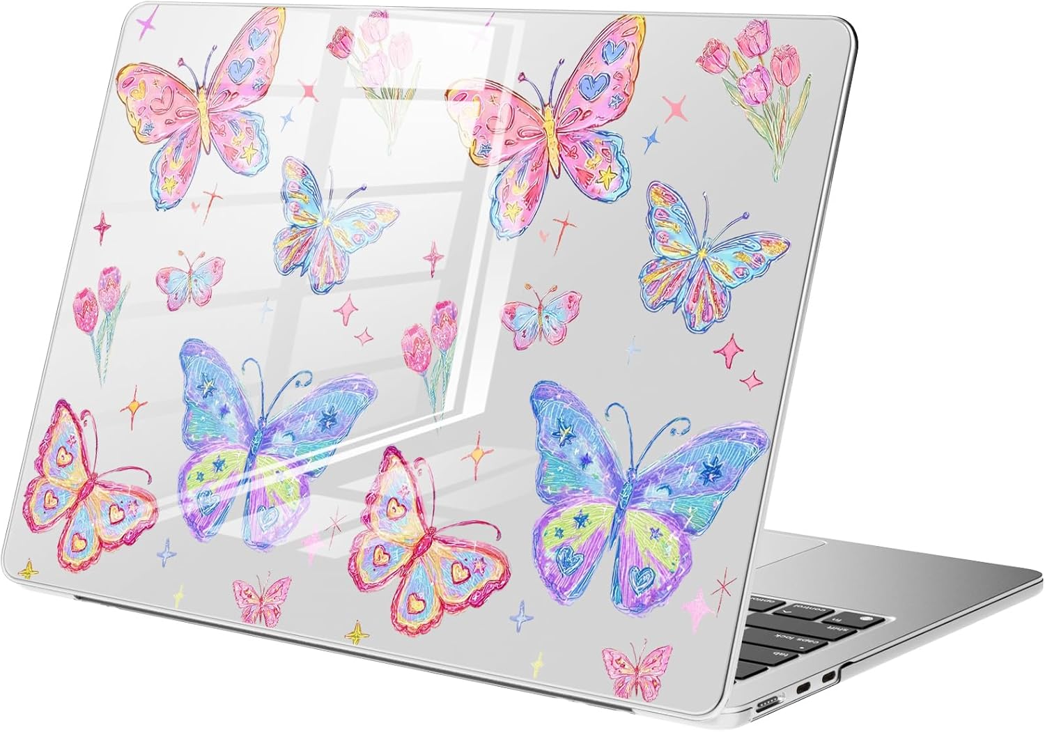 Compatible with MacBook Pro 13 inch Case M2 2025, 2024-2016 A2338 M1 A2251 A2289 A2159 A1989 A1708 A1706, Cute Butterfly Flower Protective Hard Shell Clear Cover for Mac Pro 13
