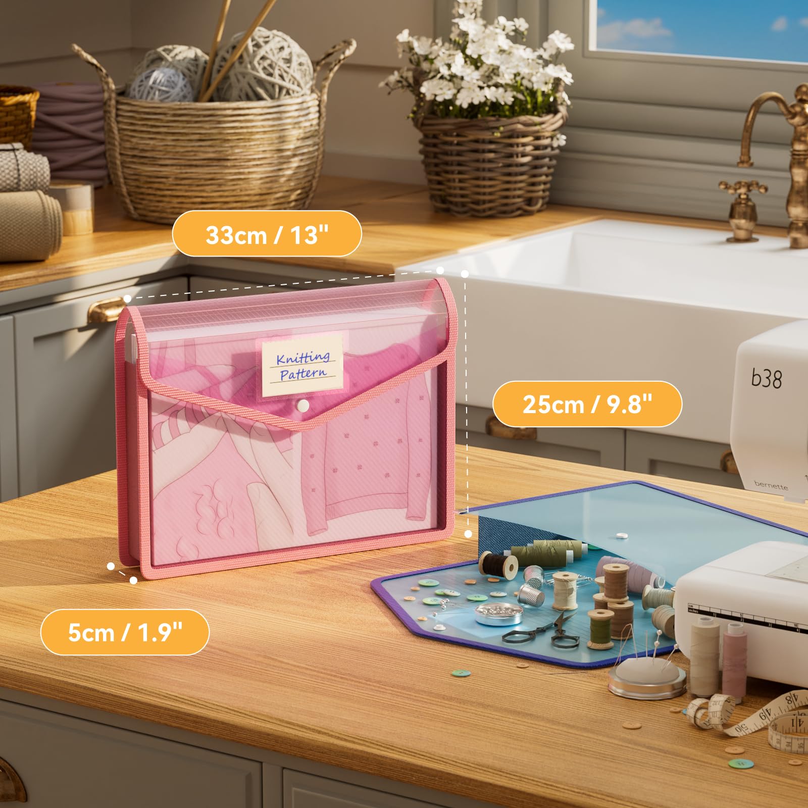 ABC life Cartelle Portadocumenti in Plastica, A4 Portadocumenti Trasparente impermeabile Wallets, Grande Capacità, con Etichette, perUfficio, Scuola, Casa, 6 Pezzi
