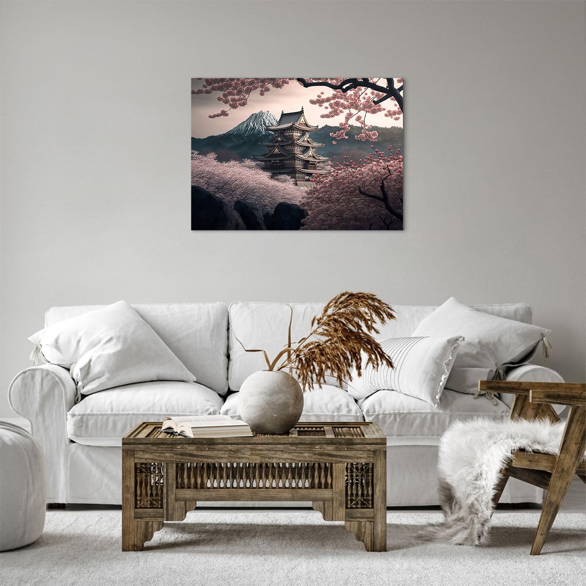 MuchoWow© Impression sur Toile Photo Peinture 90x60 cm Tableau Decoration Murale Chambre Salon Maison Deco Cuisine Jardin japonais - Fleurs de cerisier - Sakura - Japon