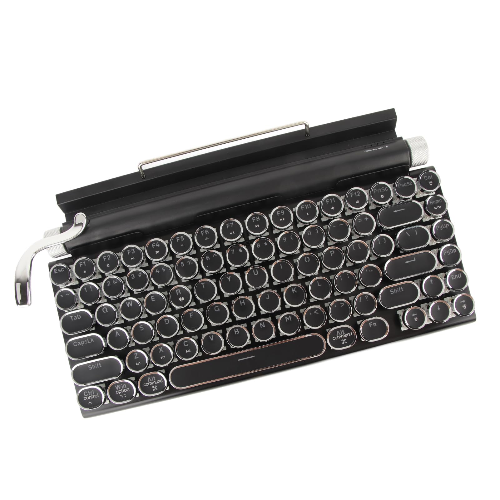 Teclado Retro Inalámbrico para Máquina de Escribir, Bluetooth, Clásico, Clásico, Eje Azul, Color Claro, Teclado Mecánico Real con 83 Teclas, Teclado Punk para Mac/PC/Computadora Portátil/Tableta