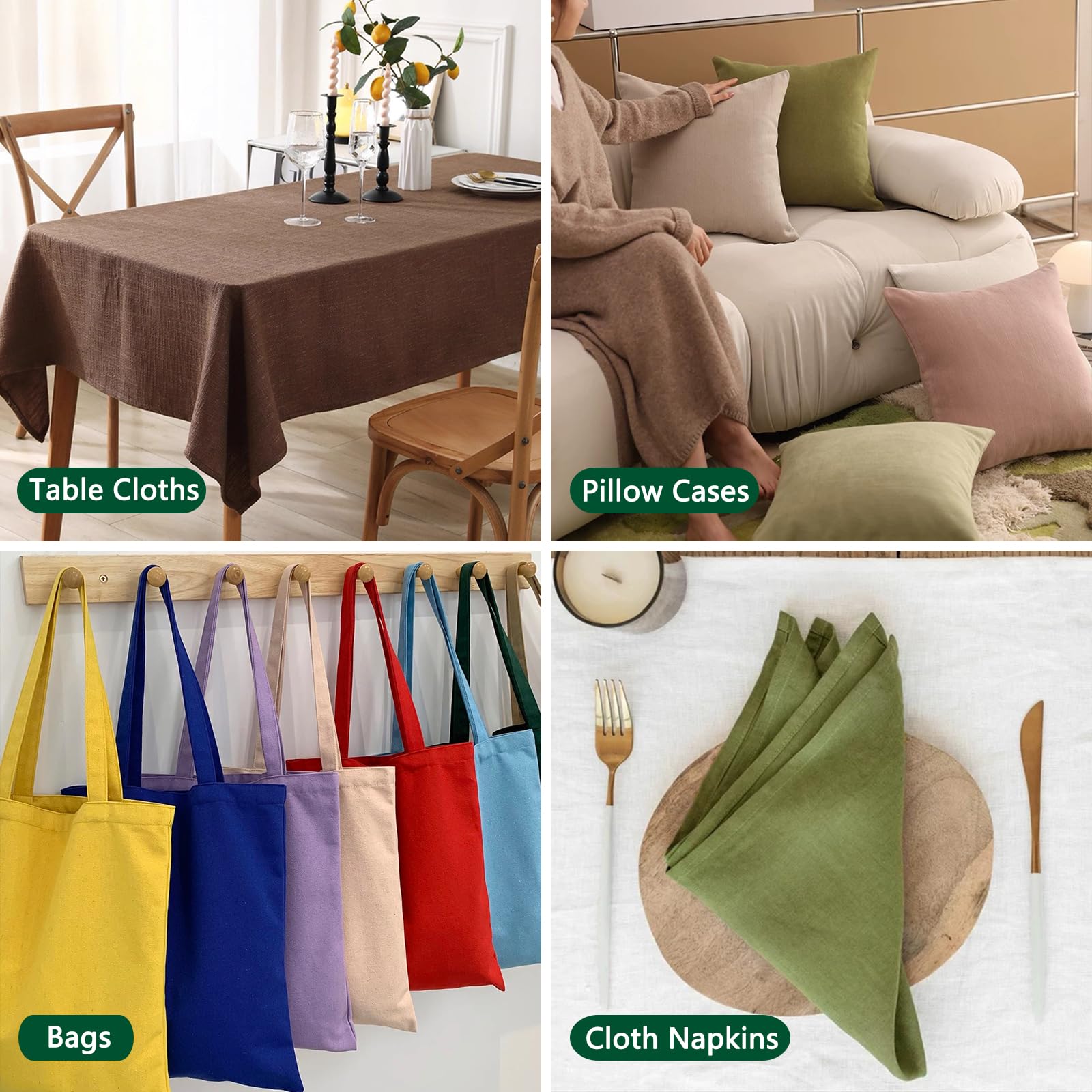 Cotton Polyester Fabric by The Yard - 60" Wide Broadcloth Fabric Soft,Breathable Material - for Lining&Clothes Sewing (Olive Green, 1 Yard) — view 5
