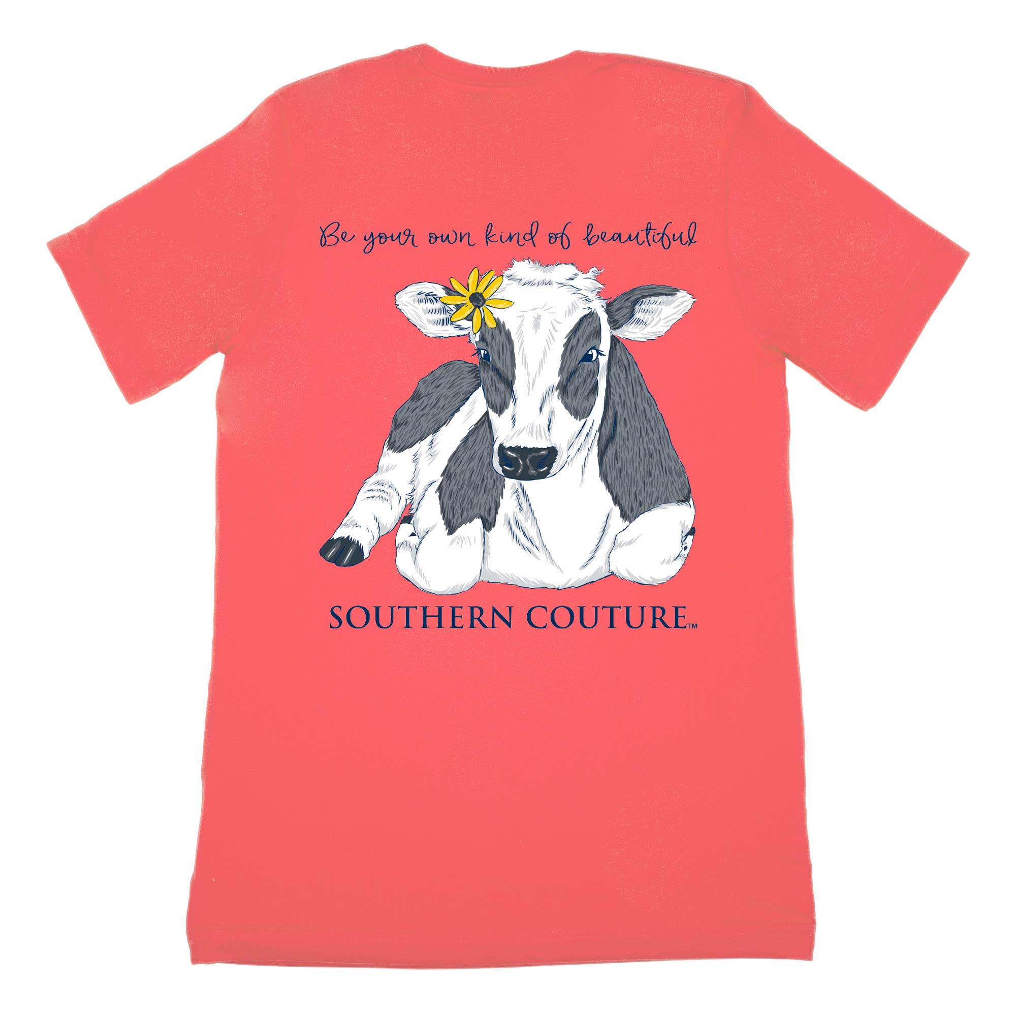 Southern CoutureSC Classic Be Beautiful Cow Womens Classic Fit T-Shirt - Coral Silk