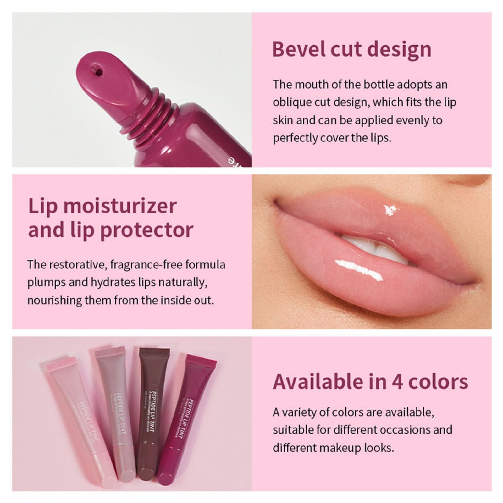 4 Colours Peptide Lip Tint Set Hydrating Lip Gloss Set Sheer