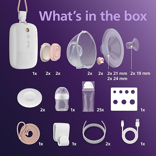 Philips Avent Hands-Free Double Electric Breast Pump, Hospital-Strength Motor, Mimics Baby's Drinking Rhythm, Pumps up to 85 Times per Minute, 2 Collection Cups, 4 Breast Shields, Model SCF547/11 - 7