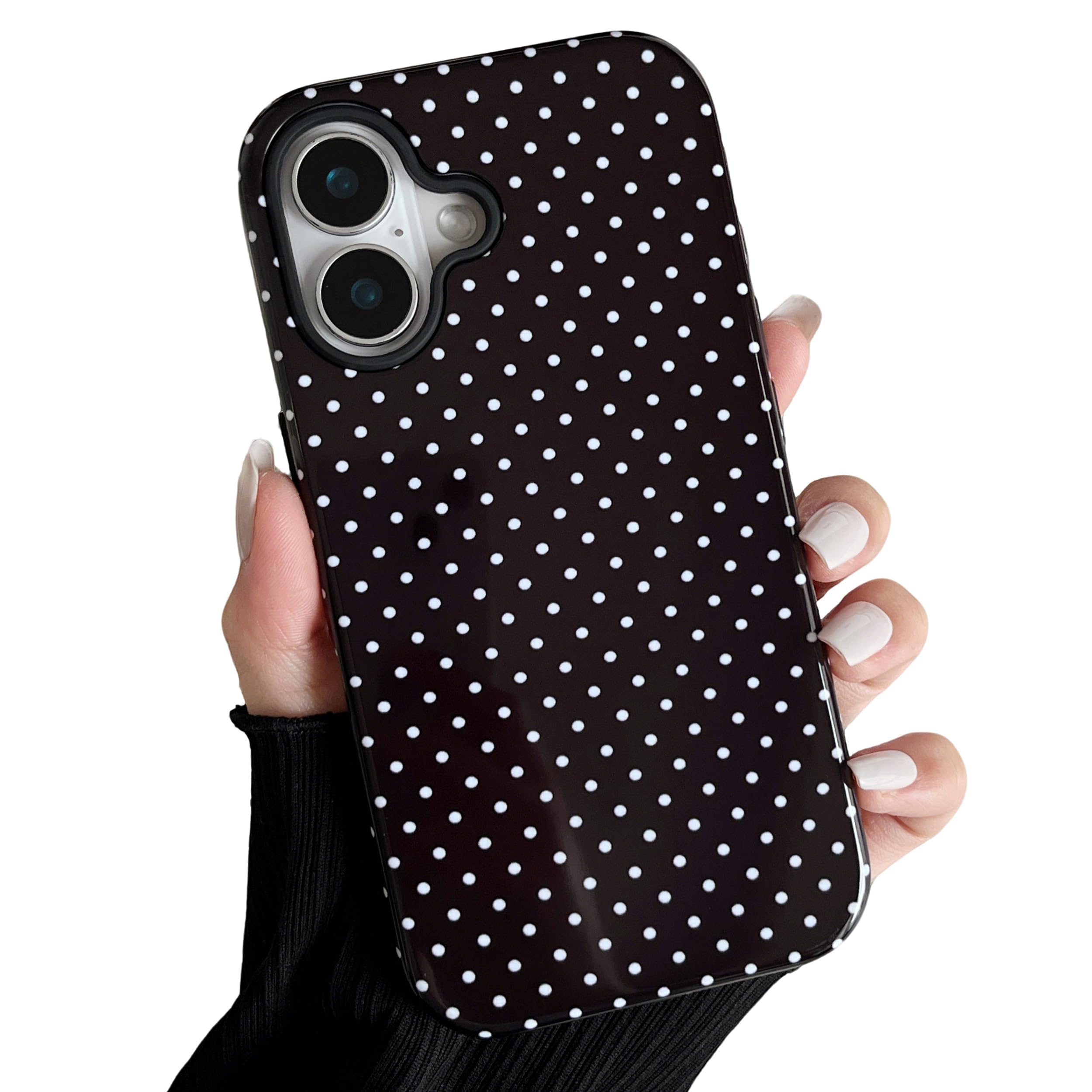 ZTOFERA Magnetic for iPhone 16 Plus Case,Cute Polka Dot Design,Black