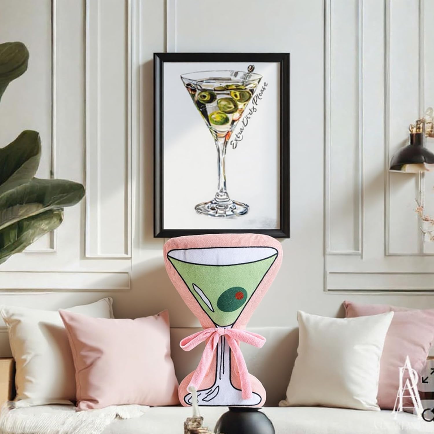 Kathfly Martini Decor Plush Pillow Cocktail Drink Shaped Pillow 4.7 Inch Thick Fun Martini Party Gift Party Favor for Bachelorette Bridal Shower Birthday Supply Sofa Office Lumbar Decoration