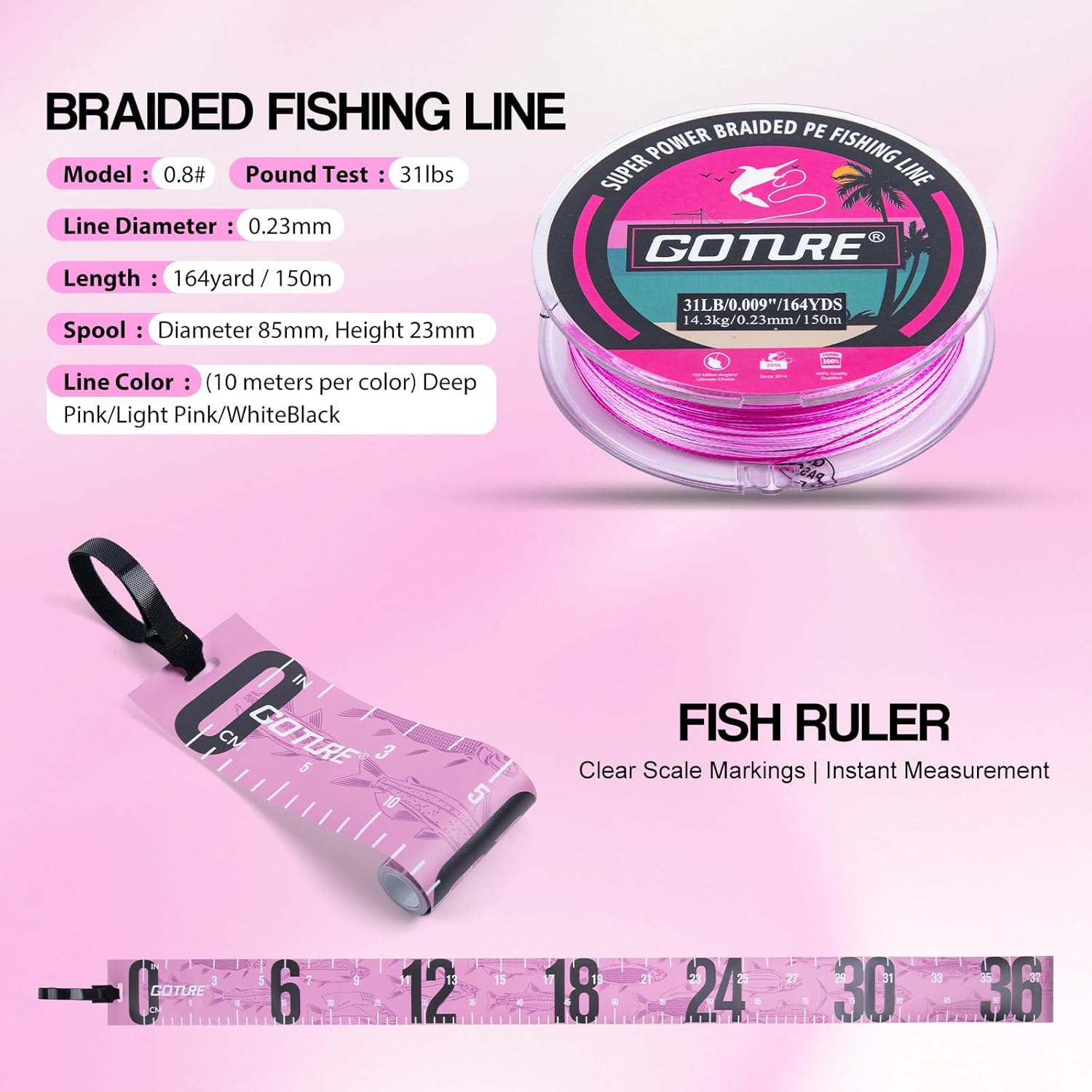 Goture Pink Fishing Rod and Reel Combo - ML Action Spinning Reel Pole with Pink Bag - Telescopic Rod Kit for Starter Travel Saltwater Freshwater, Gift for Woman