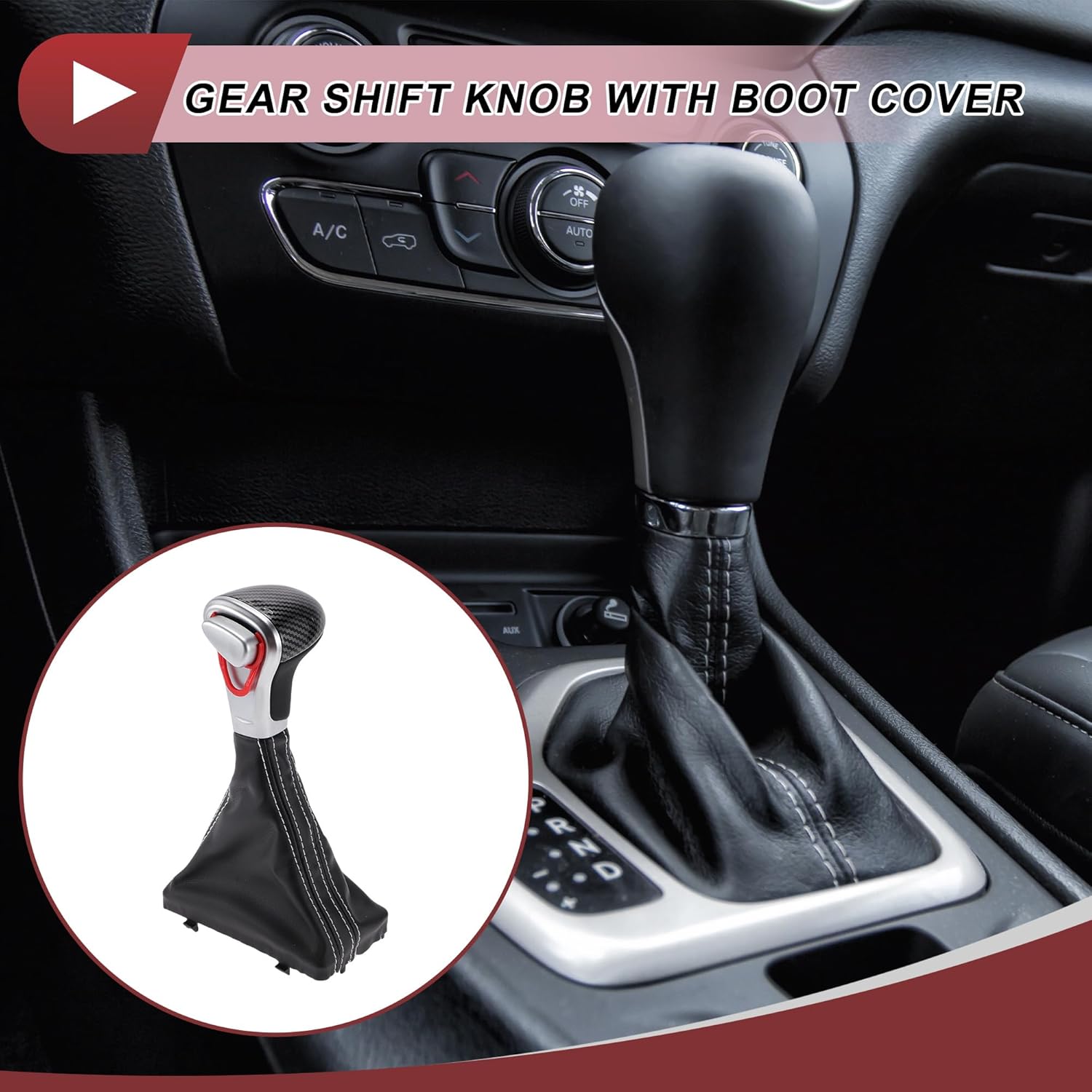 Automatic Gear Shifter Knob with Cover for Audi A4 Allroad 2013-2014 Plastic Faux Leather Automotive Gearbox Stick Shifter Lever Knob Black White