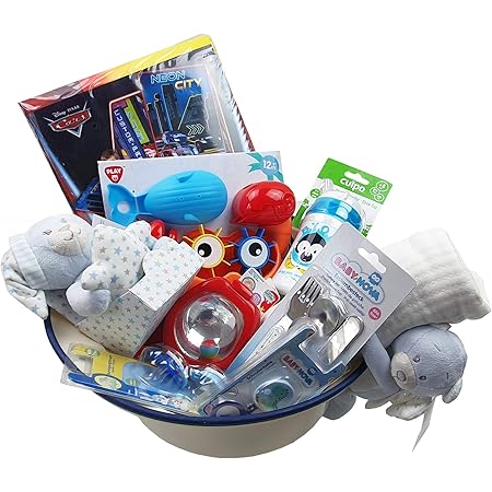 Baby Geschenkkorb Junge Geschenk Fur Geburt Oder Taufe Blau Amazon De Baby