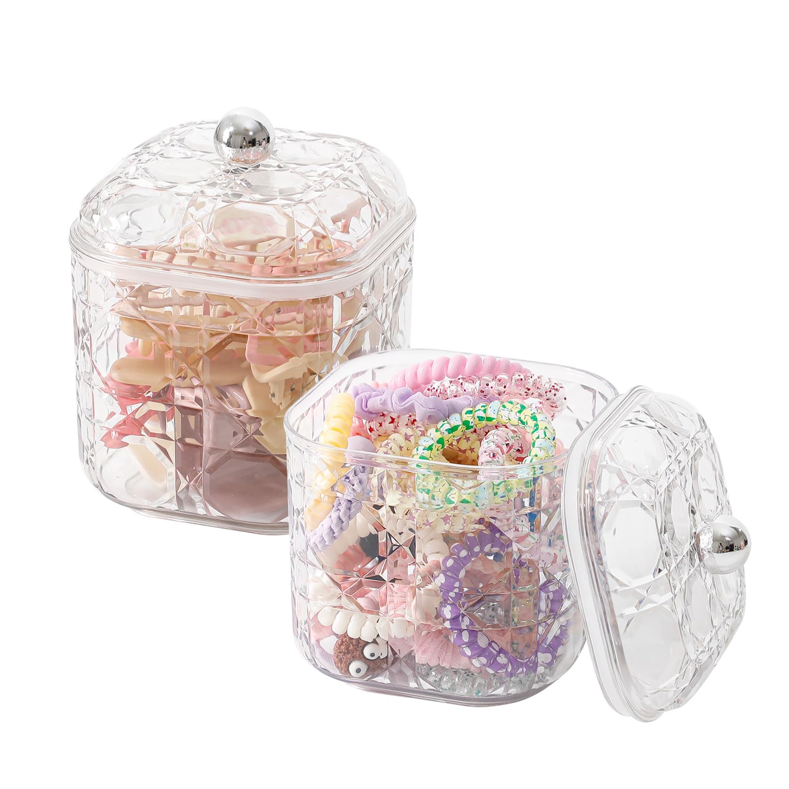 FABROK Clear Hair Accessories Organizer for Desk Drawer, 2 Pack, Large