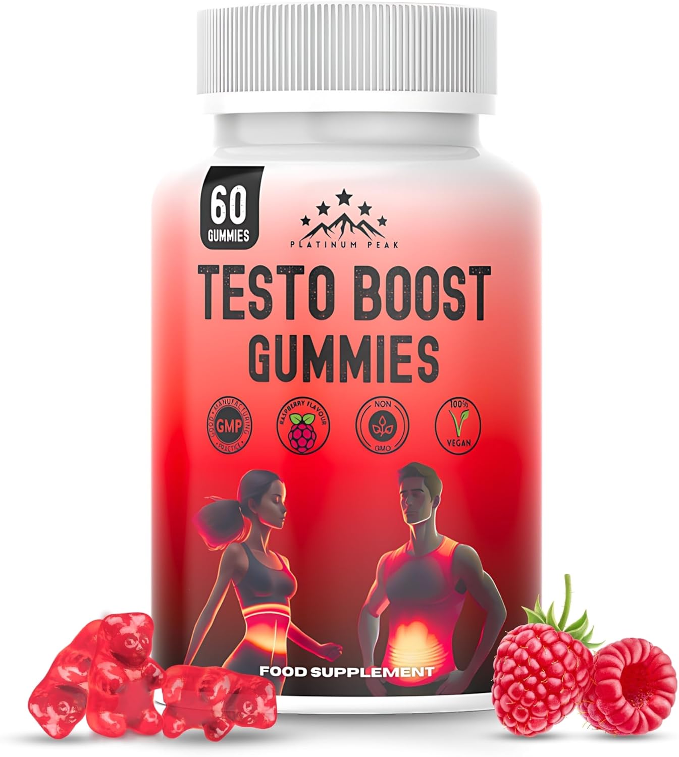 Testosterone Booster Gummies – Testosterone Supplements for Men – Vitamin D, Tribulus Terrestris Extract, Zinc, Maca Root – Testosterone Boosters Supplement for Normal Testosterone Levels – 60 Gummies
