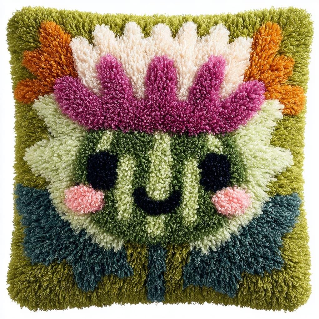 Axiangzik Beautiful Artichoke Flower Latch Hook Pillow Making Kit 43X43cm,