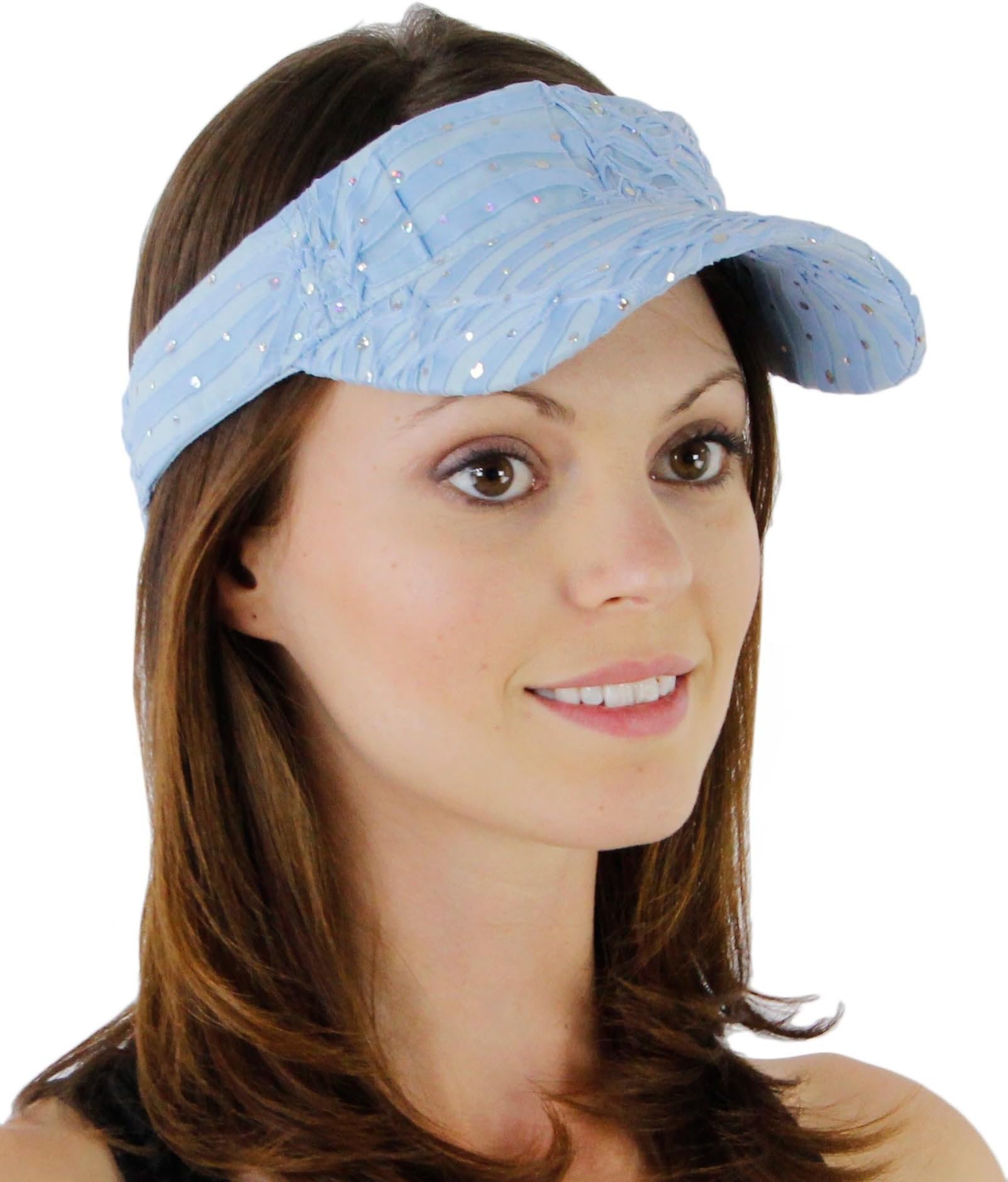 Glitter Sequin Visor for Ladies, Light Blue
