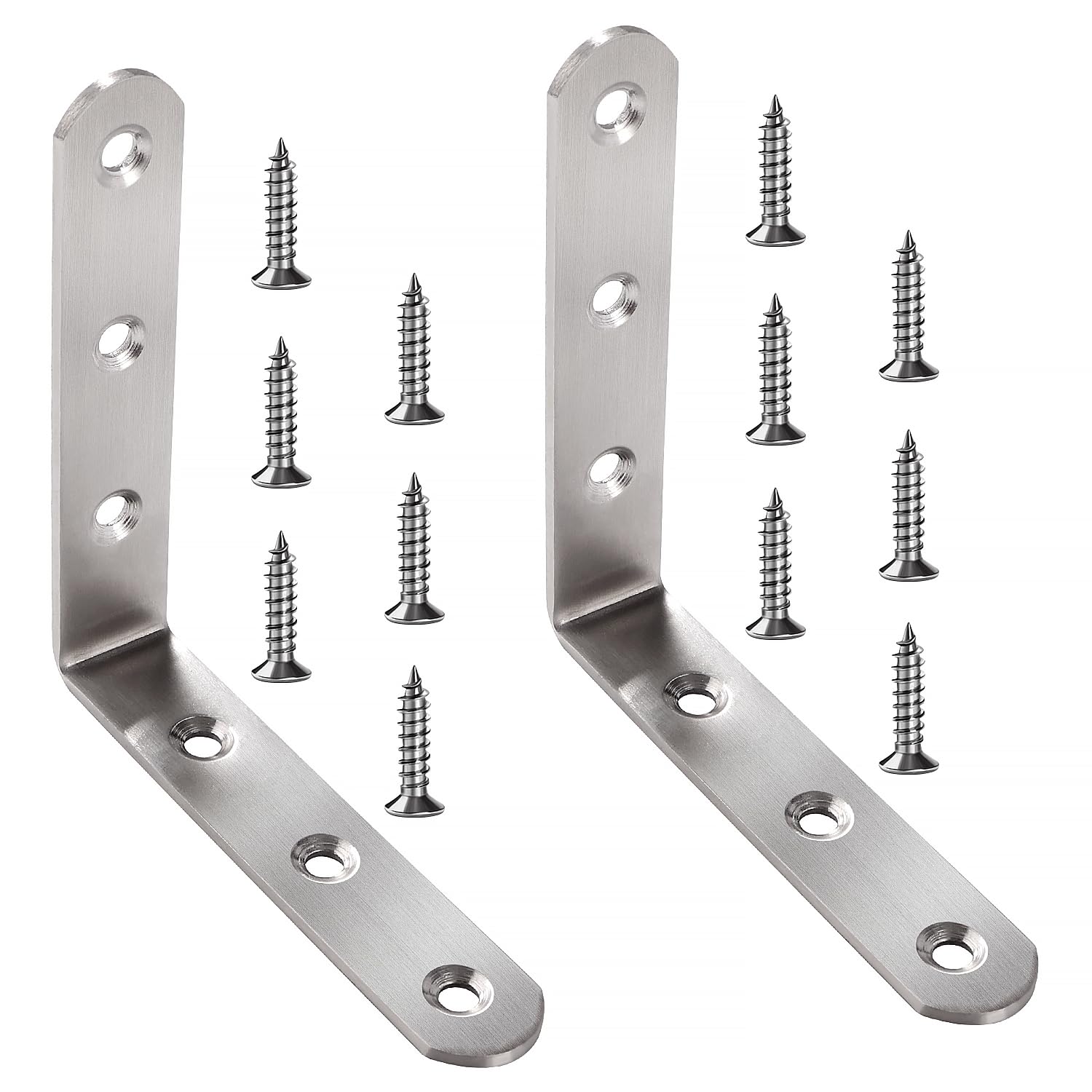 VooGenzek 2 PCS 100x100x20x3 mm L Brackets, Stainless Steel L Shaped Corner Braces, 90 Degree Right Angle Brackets Fastener