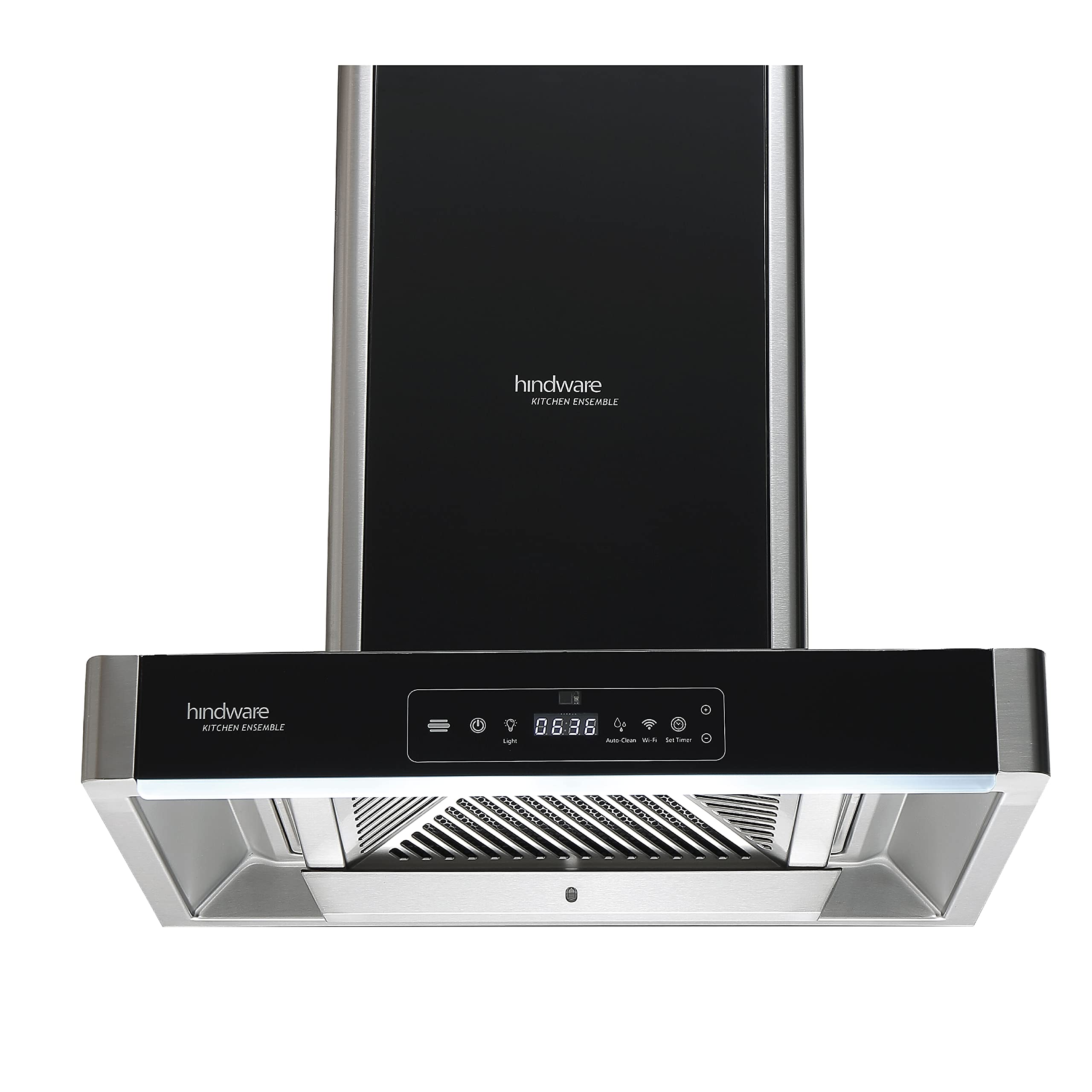 Hindware Smart Appliances | Optimus iPro 60 cm 1400 m³/hr Chimney | IoT Enabled | MaxX Silence Technology | T-Shape | Auto-Clean | Motion Sensor | Touch Control |Wall Mounted (32% Less Noise, Inox)