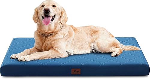 Tapete ortopédico para perros grandes y medianos, cama impermeable para perros con funda extraíble, cama lavable para mascotas con espuma para jaula