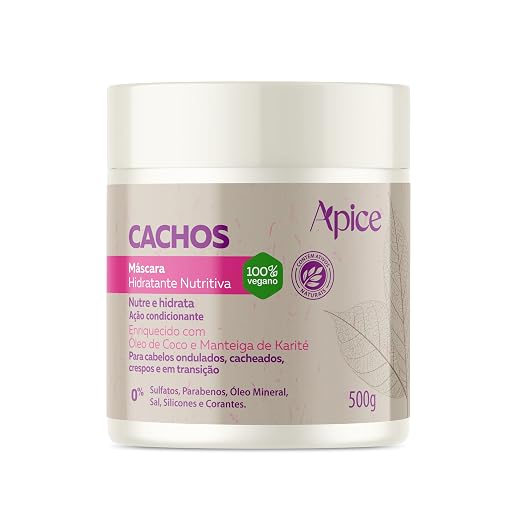 Ápice Máscara Cachos Hidratante Nutritiva | Hidratação e Nutrição Profunda para Cabelos Cacheados, Ondulados, Crespos e em Transição | 500g