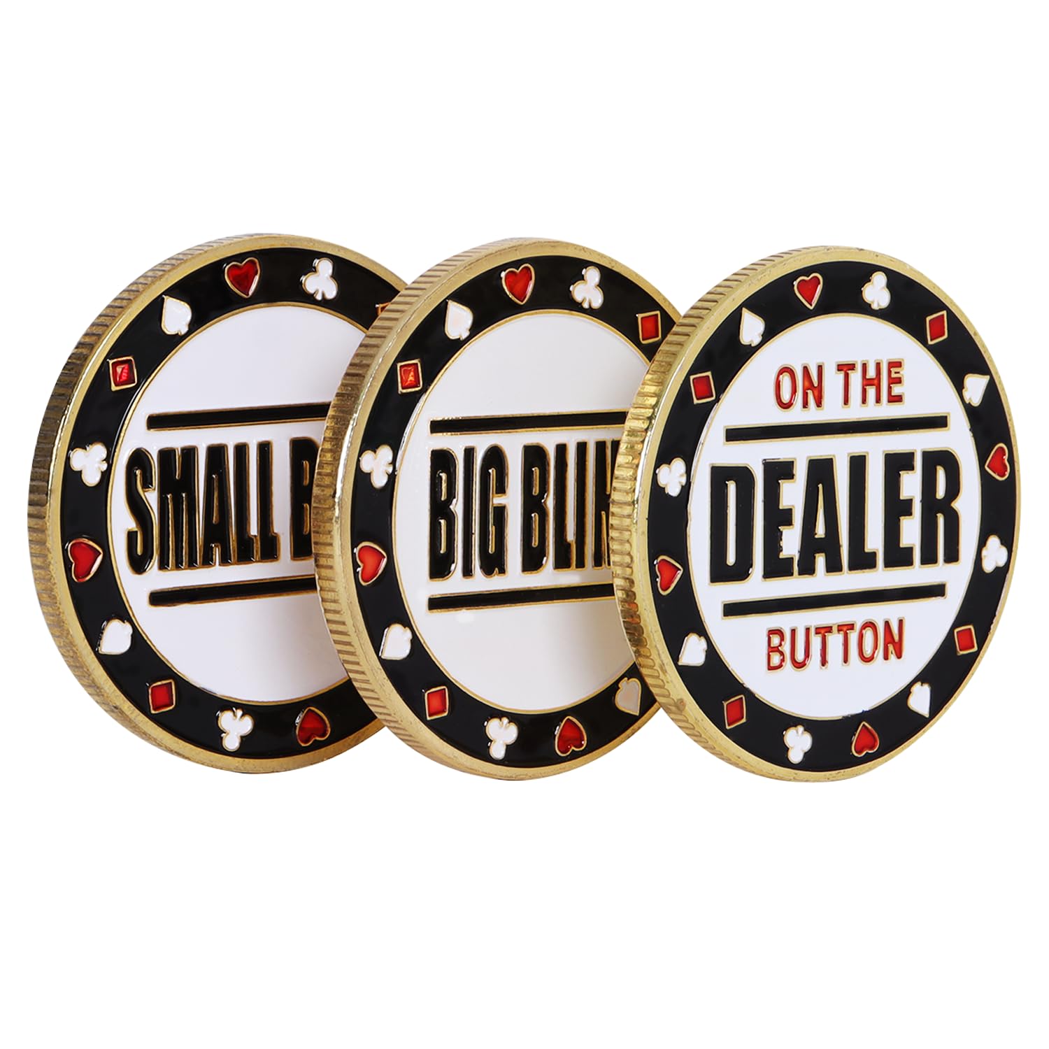 GSE Games & Sports Expert Metal Small Blind, Big Blind, Dealer Button - Set of 3 Professional Texas Hold‘em Poker Button for Gambling Card Games, Poker Nights, Tournaments