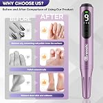 Electric Nail Drill 35000RPM,12-in-1 Nail File Portable USB-Rechargeable Cordless Nail Drill Professional with 9-Speed & LED Display Manicure Pedicure Nail Kits for Acrylic & Gel Nails(Purple)