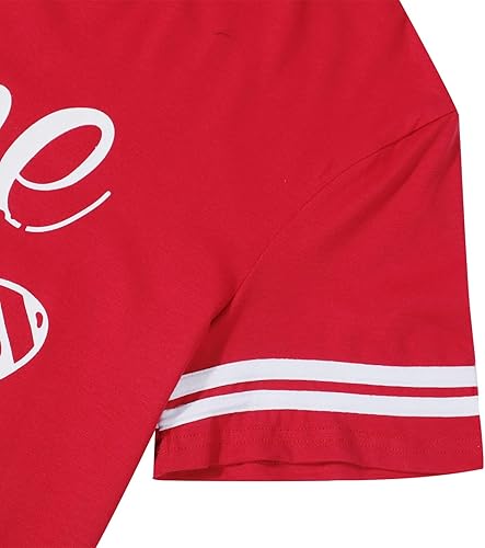 Miniatura 5 de Camisetas para el día del juego para mujer, camiseta gráfica de fútbol divertida, linda camiseta de competencia, camiseta casual de manga corta