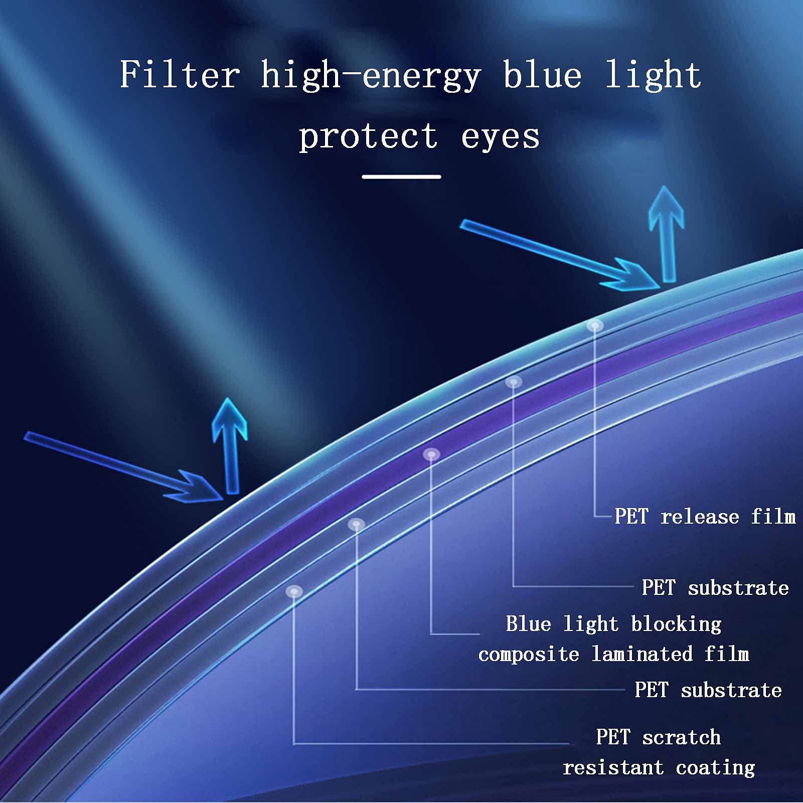 LCD-Displayschutzfolie, blendfrei, blendfrei, Blaulicht, 698 x 392 mm, Blau