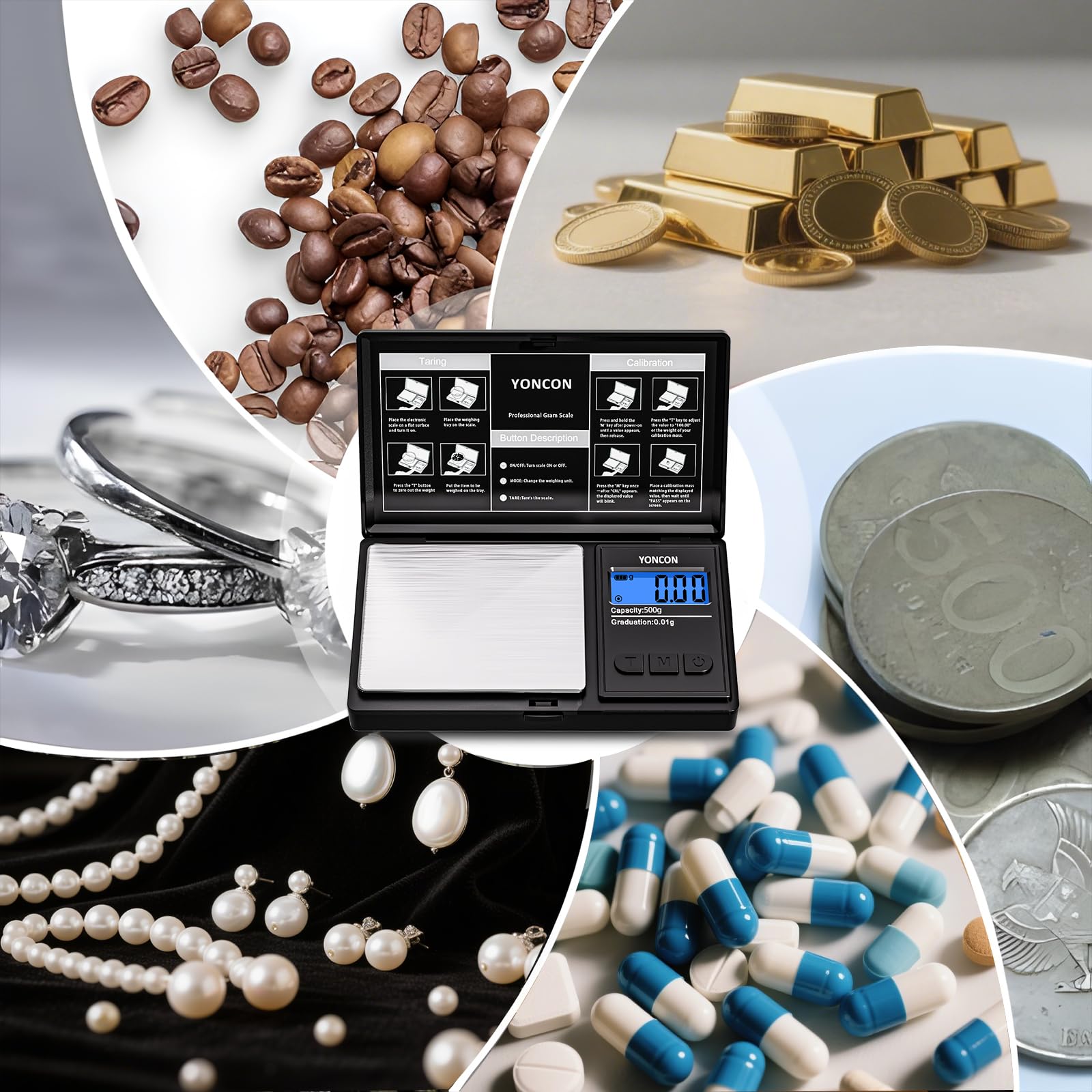 Bilancia tascabile digitale 500g x 0.01g