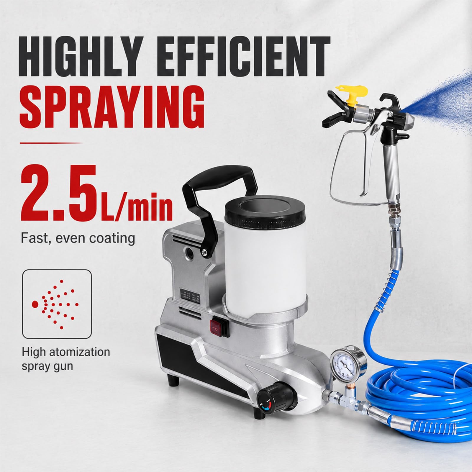 Agregat Malarski Airless 1600W, 2,5 L/min, Wąż 5m & Dysza 517