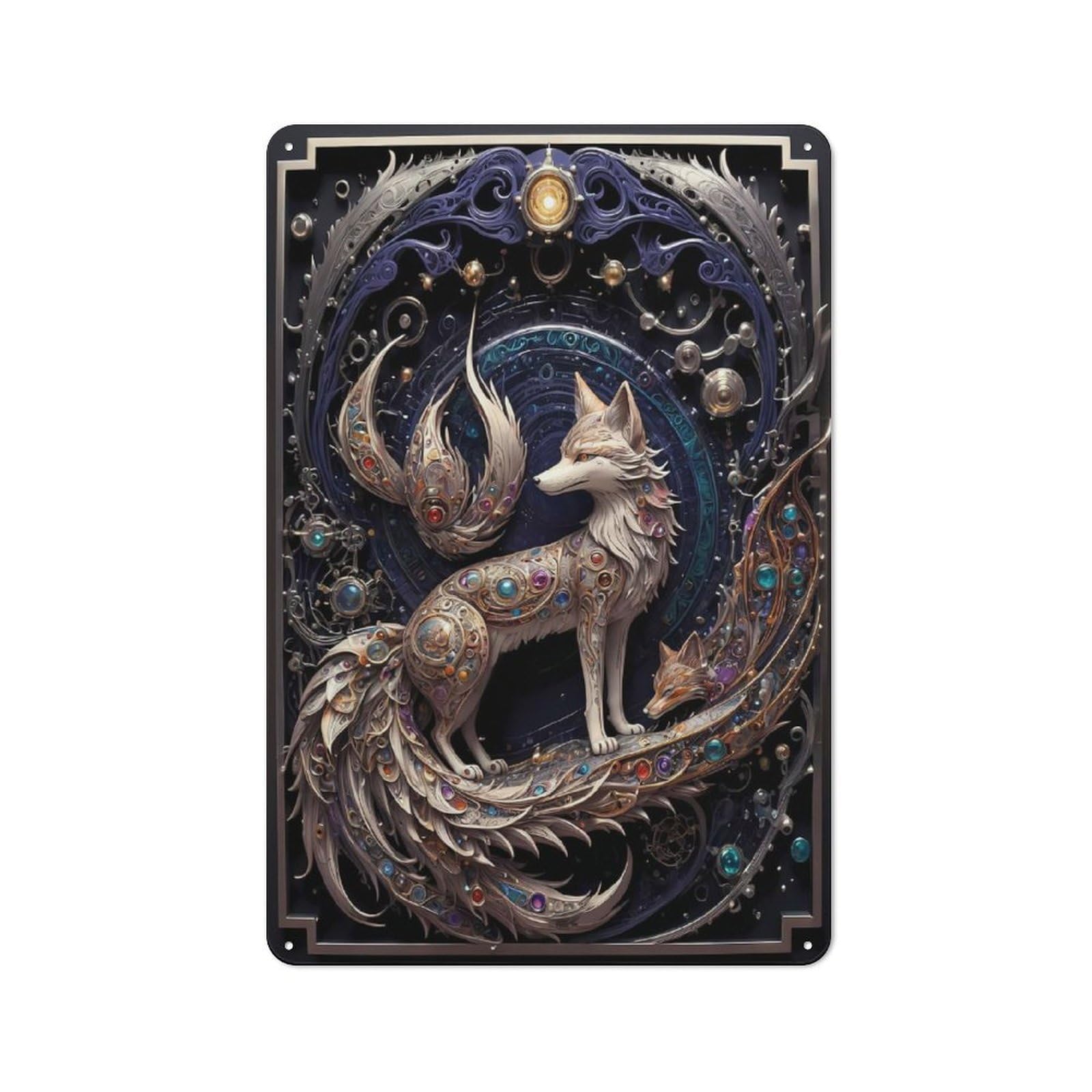 Junmoney Style-12 Vintage Tin Sign 30X20cm With Mechanical Monarch Fox For Garage Or Workshop, For Metal Sign Collectors, For Cafés, Pubs And Restaurants