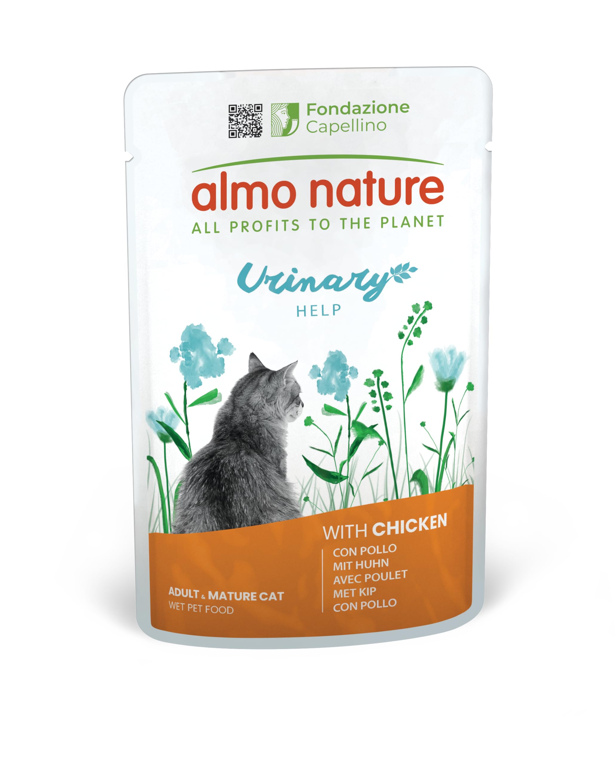 Almo Nature Functional Urinary Help - Cibo Umido per Gatti Adulti al Pollo - Supporto per il Benessere delle Vie Urinarie - 30 Buste da 70g