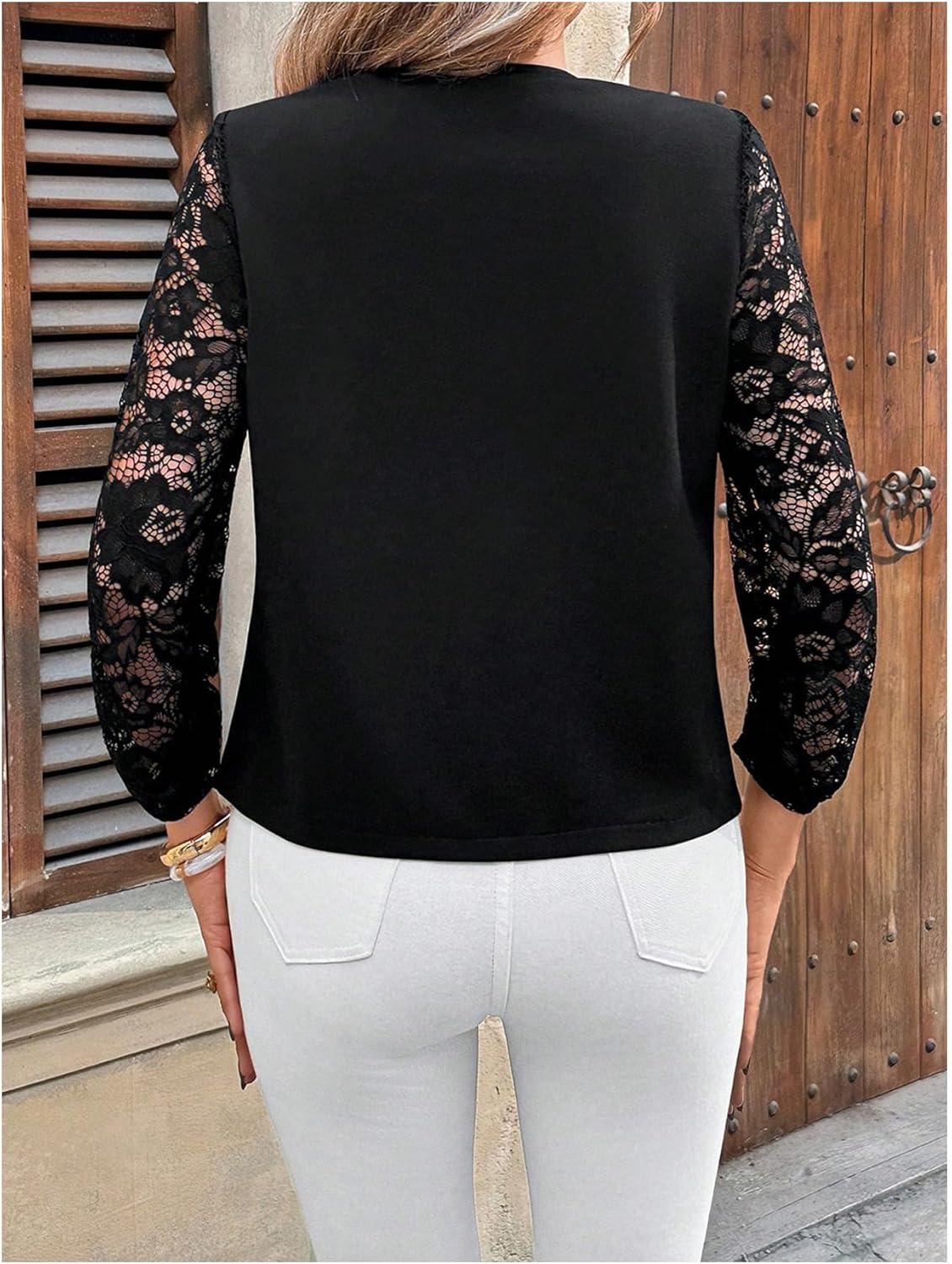 OYOANGLE Women's Casual Lightweight Jackets 3/4 Sleeve Open Front Work Office Blazer Suit Jacket - Image 3