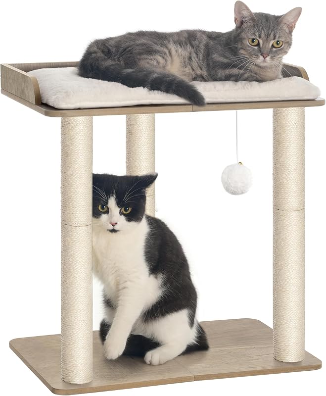 Árvore de atividades para gatos grandes com arranhadores de sisal natural FourFurPets – 50 x 34 x 56 cm
