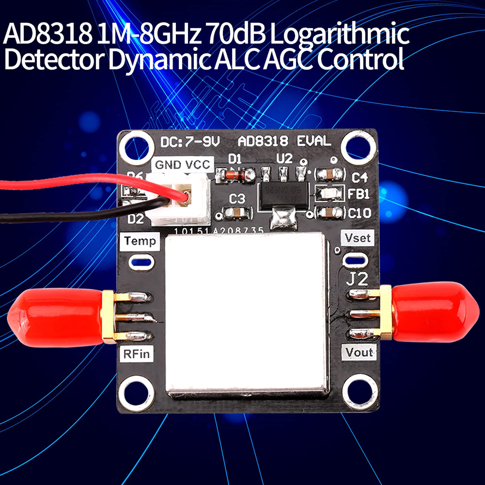 Acouto AD8318 1M-8GHz 70DB Detector Logarítmico Dinámico ALC AGC Control de Control Estaciones de Monitoreo de Medición y WIMAX A Es el Detector Logarítmico Correspondiente de Entrada Correspondiente