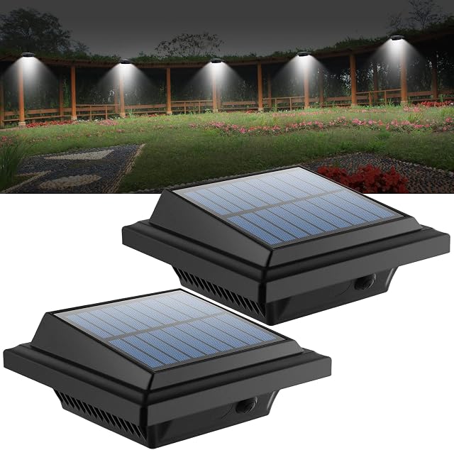 UniqueFire 12 LED Black Solar Gutter Light, Solar Outdoor 150LM Brighter Design Lamp Cool White Light/Waterproof Durable/Fence Wall Driveway Garden Patio Path Decking Light White Light 2PCS