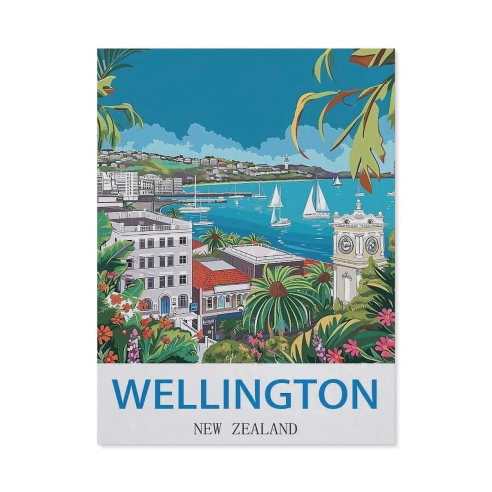 Metal Tin Sign，Wellington New Zealand，Tin Sign Vintage Bar Kitchen Garage Cave Home Wall Funny Decor Retro Tin Sign(30x40cm）12x16 inch-ED16