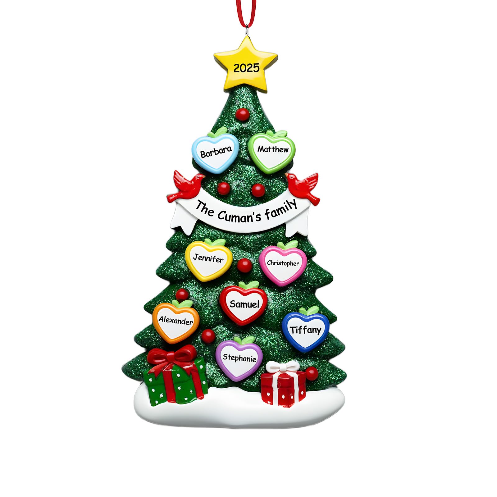 Bemaystar Personalised Family Christmas Ornaments 2025-Handmade Resin Christmas Ornaments with Name & Year-Family of 8 Keepsake Gift for Christmas 2025 — image 1