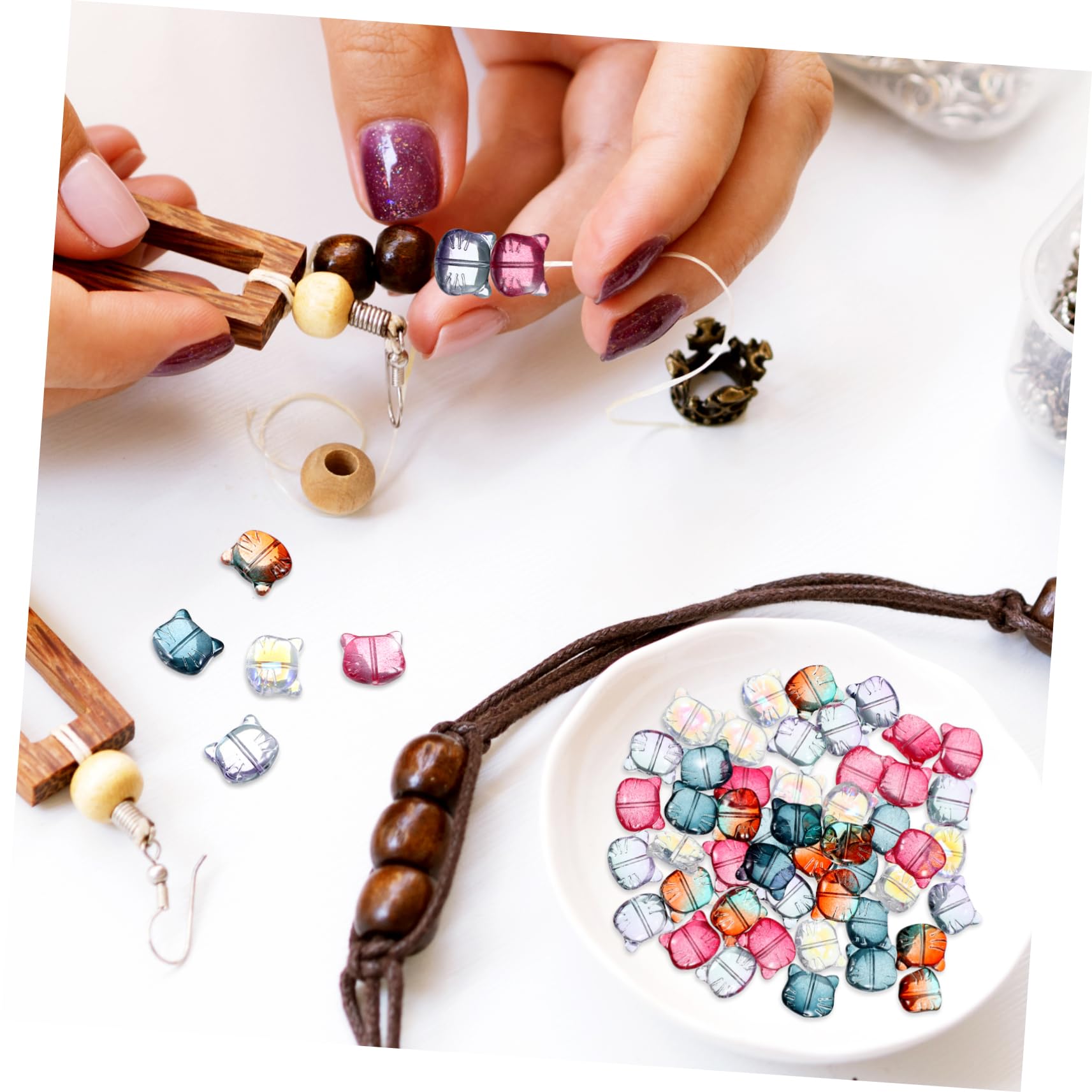 jojofuny 5 Set Pz Perline Colorate Forma Kit Perline Per Bracciali E Collane Distanziatrici Per Creazioni Artigianali Per Amanti Dei 50 Pezzi * 5