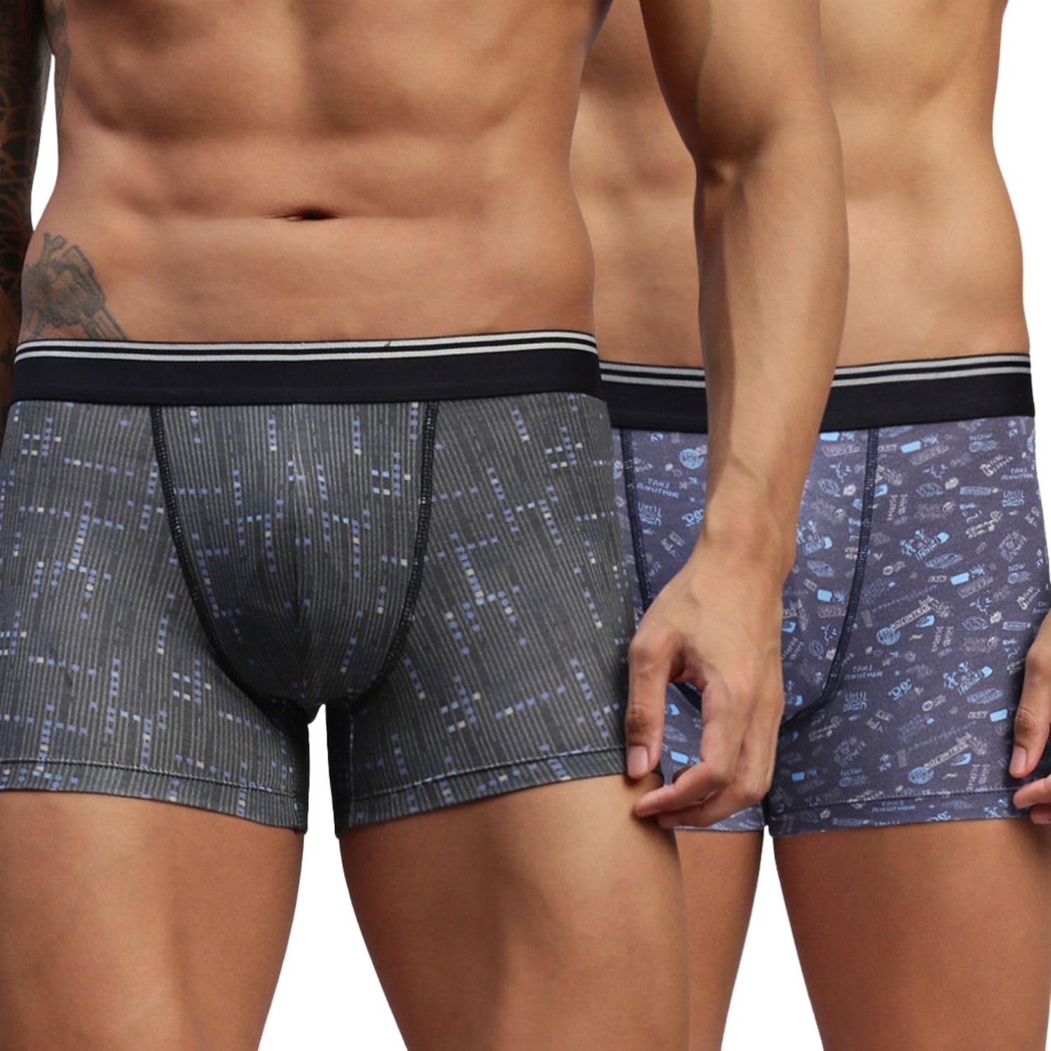 hayu 2PC Pack of GEO Abstract & Graphic Navy Men Modal Printed Trunks-picture-21