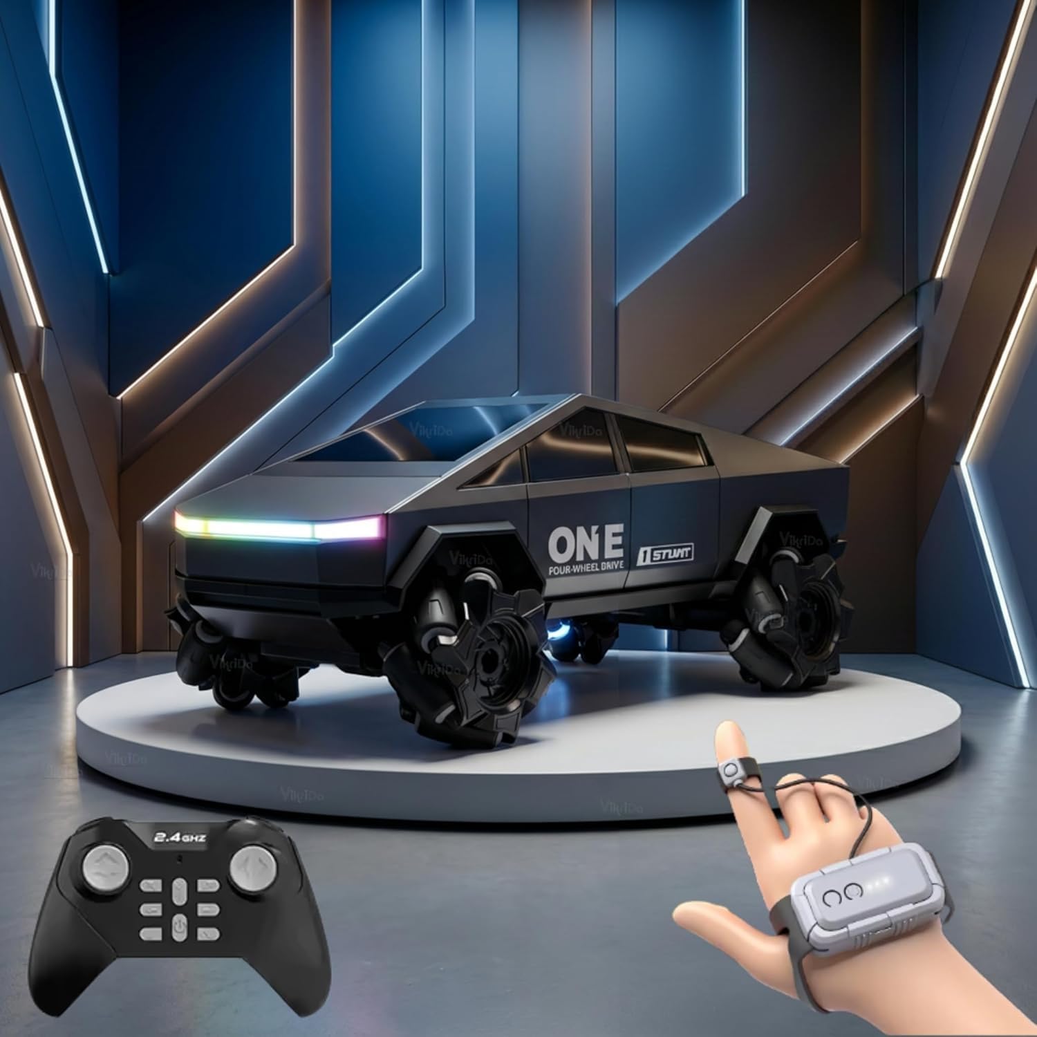VikriDA Remote Control RC Stunt Car 4WD 2.4GHz – 360° Rotating All-Terrain Monster Truck with Lights, High-Speed Off-Road Electric Vehicle Toy for Kids Boys & Girls-image-25