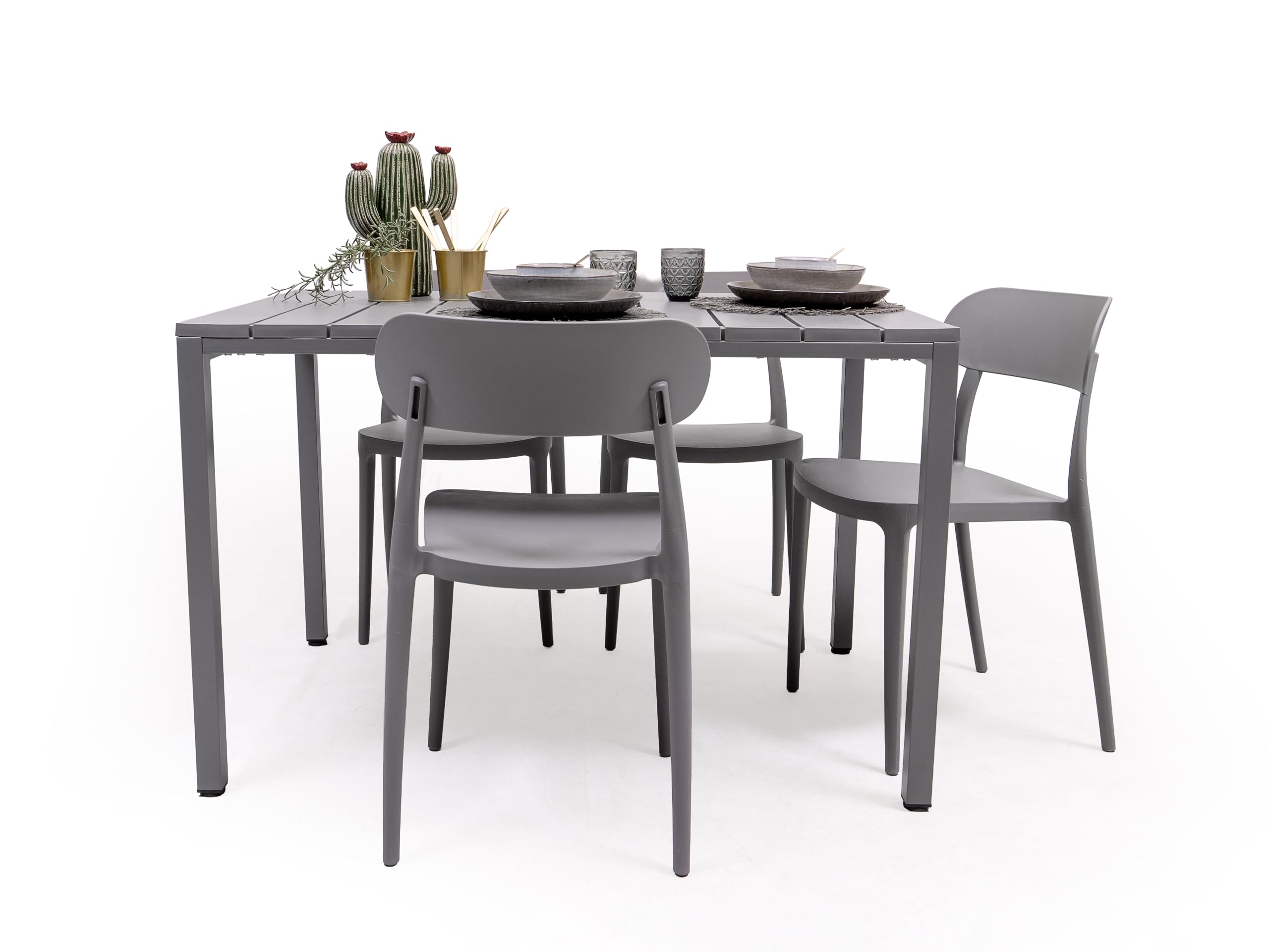 Homely – Mesa de Comedor Rectangular para jardín Ambar | 120x80 cm. 75 cm Alto | Polipropileno Material idoneo para Exterior | Color Gris