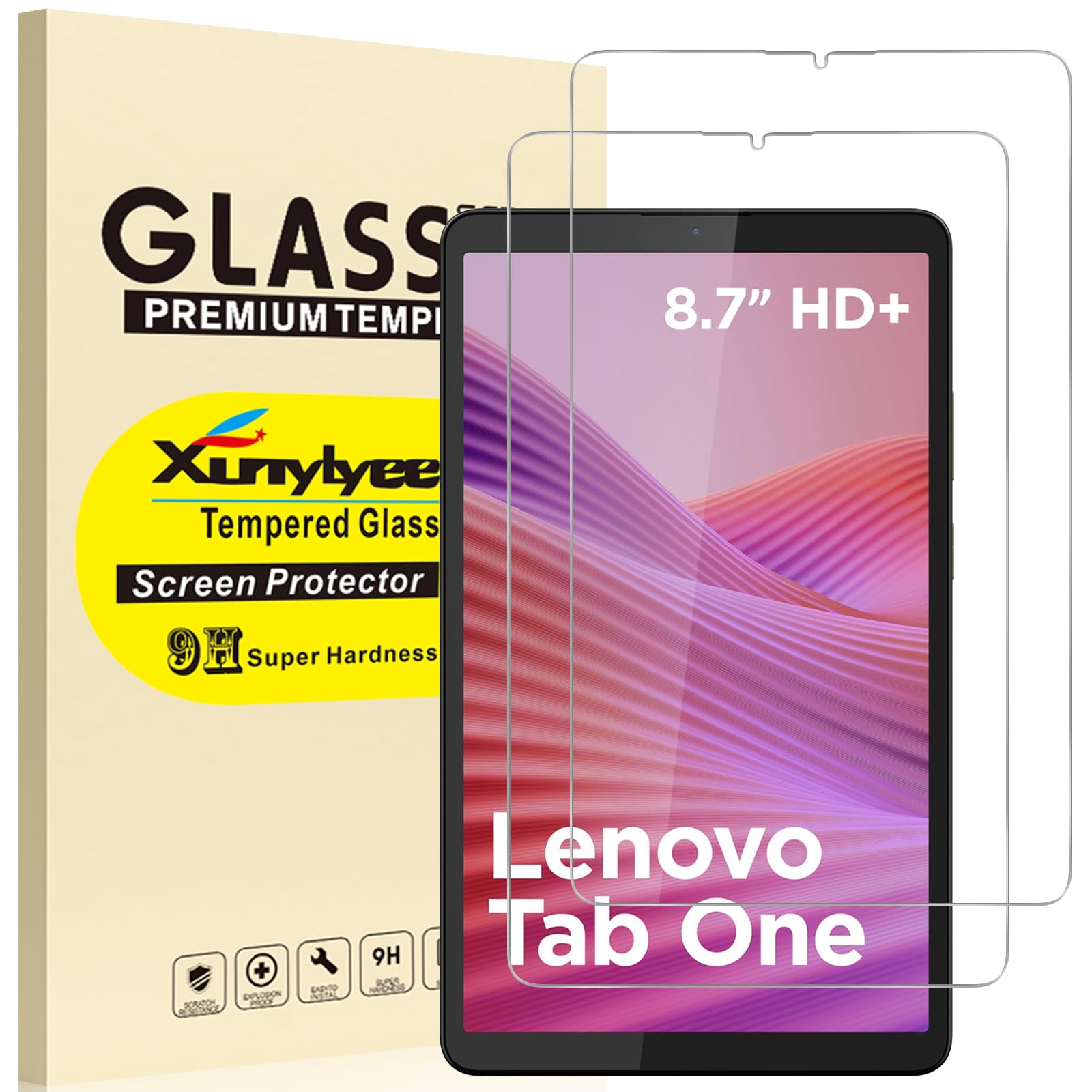 XunyLyee 2 Stück, Panzer Schutz Glas für Lenovo Tab One 8.7 Zoll Schutzfolie Displayschutz
