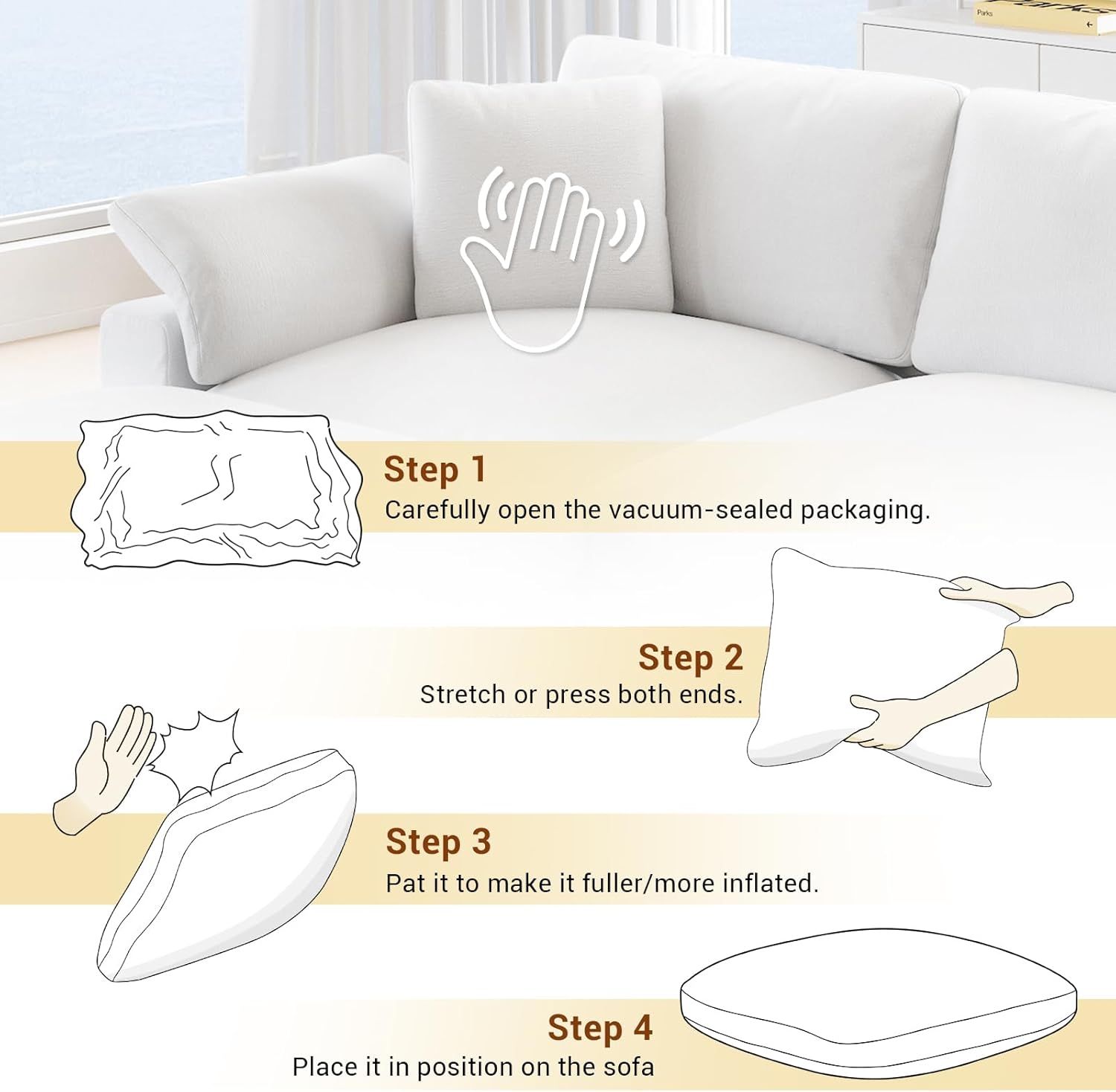 Cloud Couch Modular Sectional Sofa, Oversized Wide Deep Seat Cloud Sofa Down Filled, Comfy Convertible Upholstered Sleeper Bed Sectional Couches for Living Room, Covers Washable & Replaceable