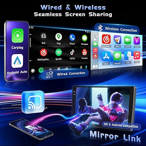 Vista 3 de 1G+32G Android Radio 10.1 pulgadas doble DIN estéreo para coche con navegación GPS pantalla táctil Radios de coche con cámara de respaldo, soporte