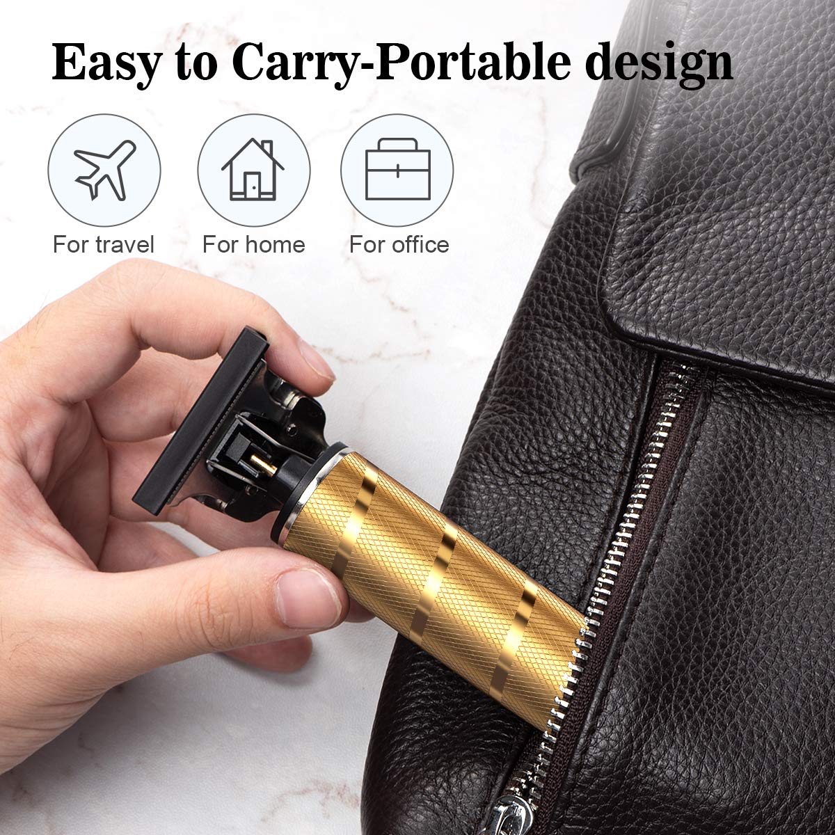 TKTK Hair Trimmer, TKTK Pro Hair s, T-Blade Outliner Hair Trimmer Low Noise s for Men Rechargeable Electric Hair Cutting Set with 3 Combs for Professional Barbershop Use (Golden) 4