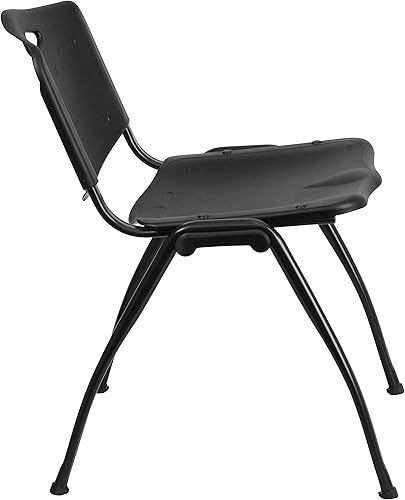 Miniatura 4 de Flash Furniture HERCULES Series - Silla apilable de plástico negro con capacidad de 880 libras