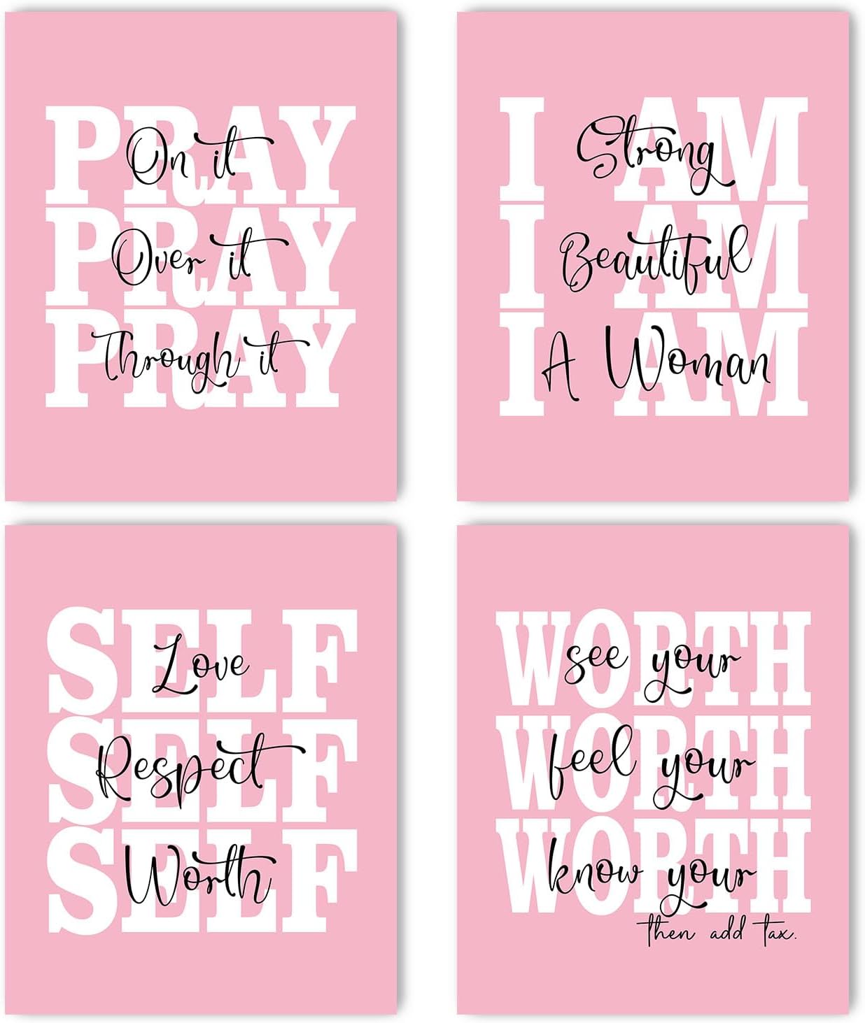 MUZRUYOU Pink Inspirational Wall Art Prints Room Decor for