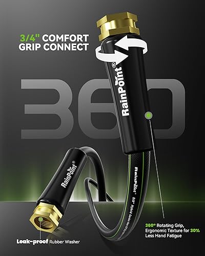 Miniatura 3 de RAINPOINT Manguera de jardín corta de 15 pies x 5/8 pulgadas, manguera de agua resistente, flexible, ligera y duradera, manguera híbrida con mango