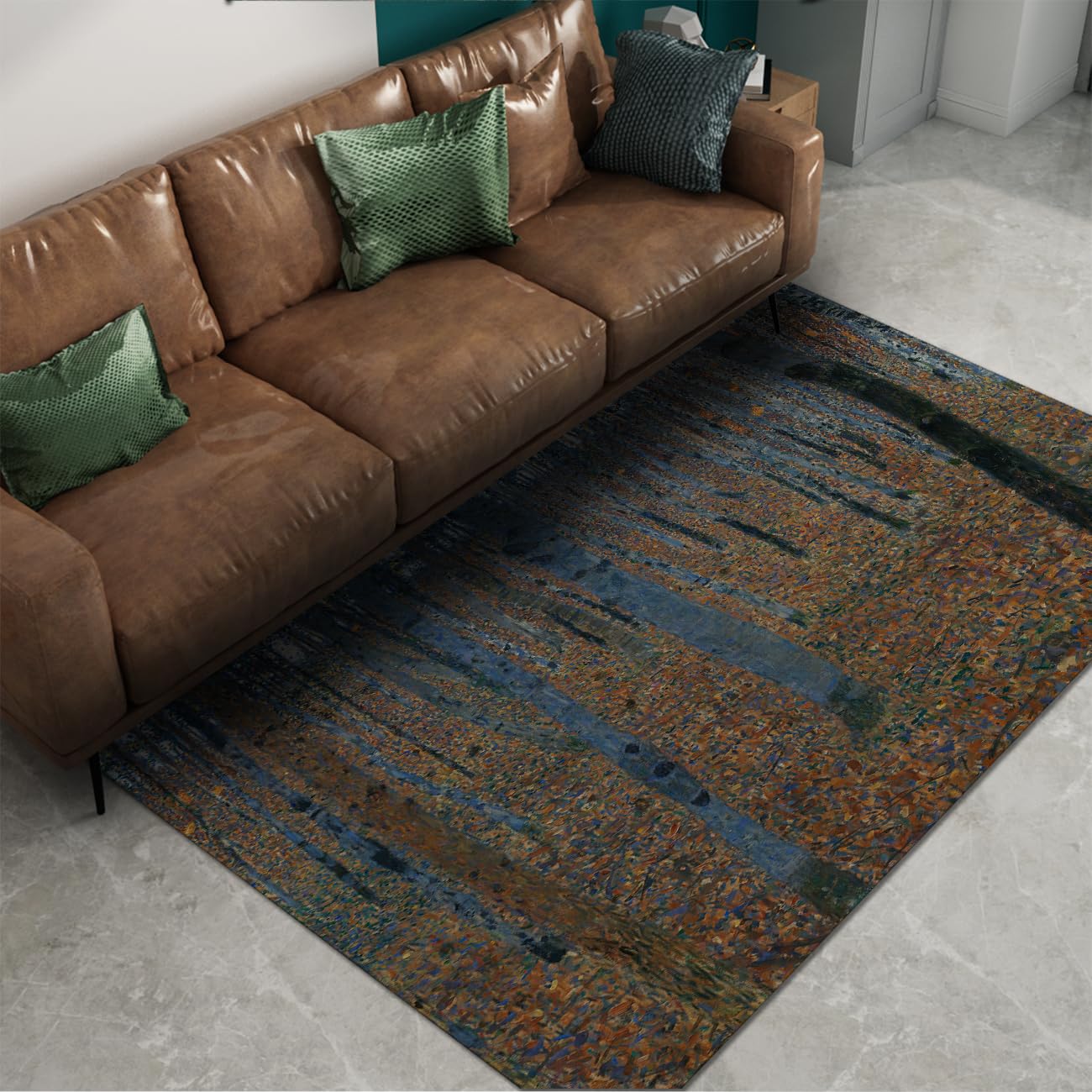 Dywan z lasem bukowym 140 x 200 cm vintage symbolika jesienne dywany leśne