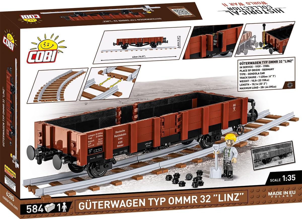 COBI Historical Collection WWII Güterwagen Type Ommr 32 "LINZ Locomotive Building Set, 584 Pieces